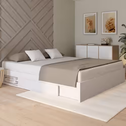 IDMARKET Cadre de lit double SALEM avec rangements et sommier 180 x 200 cm blanc