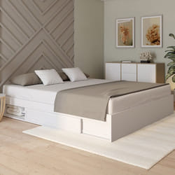 IDMARKET Cadre de lit double SALEM avec rangements et sommier 180 x 200 cm blanc