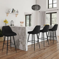 IDMARKET Lot de 4 tabourets de bar THALYA en velours noir avec demi-accoudoirs