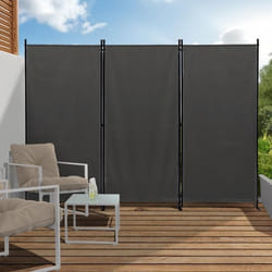 IDMARKET Paravent intérieur et extérieur sur pieds 3 panneaux 250 x 180 cm gris anthracite séparateur store latéral