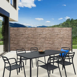 IDMARKET Paravent extérieur rétractable 180 x 400 cm motif pierre store latéral