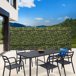 IDMARKET Paravent extérieur rétractable 180 x 400 cm imprimé feuillage store latéral