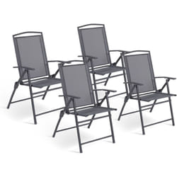 Idmarket - Lot de 4 chaises de jardin pliantes avec accoudoirs alghero métal et textilène gris anthracite