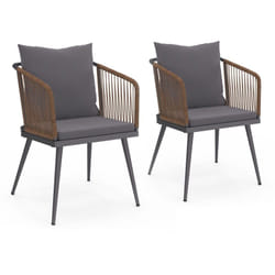 Idmarket - Lot de 2 fauteuils de jardin arizona en métal gris et cordage rotin foncé