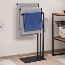 IDMARKET Porte-serviettes sur pied 3 barres latérales DALLAS métal noir design industriel