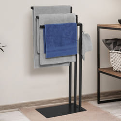 IDMARKET Porte-serviettes sur pied 3 barres latérales DALLAS métal noir design industriel