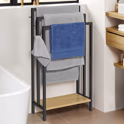 IDMARKET Porte-serviettes sur pied 3 niveaux DETROIT avec étagère design industriel