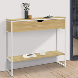 IDMARKET Console 1 tiroir DETROIT 1 étagère design industriel bois et métal blanc