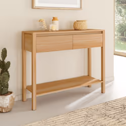 IDMARKET Console 2 tiroirs TOSCANE 1 étagère effet teck