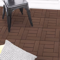 IDMARKET Lot de 5 dalles de terrasse mosaïque WODHY clipsables bois composite taupe 30 x 30 cm