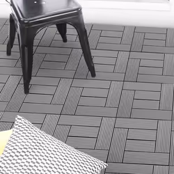 IDMARKET Lot de 5 dalles de terrasse mosaïque WODHY clipsables bois composite gris 30 x 30 cm