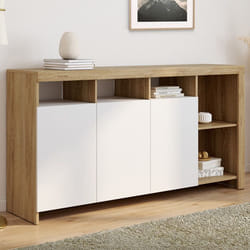 IDMARKET Buffet 140 cm MALO bois et portes blanches
