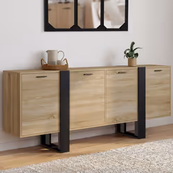 IDMARKET Buffet enfilade 200 cm PHOENIX XXL 4 portes bois et noir