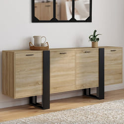 IDMARKET Buffet enfilade 200 cm PHOENIX XXL 4 portes bois et noir