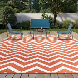 IDMARKET Tapis extérieur CHEVRONS terracotta 270 x 370 CM