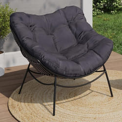 IDMARKET Fauteuil de jardin relax LOA effet rotin gris et coussin gris