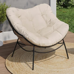 IDMARKET Fauteuil de jardin relax LOA effet rotin avec coussin écru