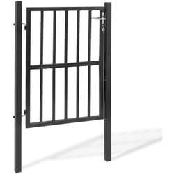 Idmarket - Portillon de jardin barreaudé 105 x 125 cm en acier gris anthracite avec serrure et poignée
