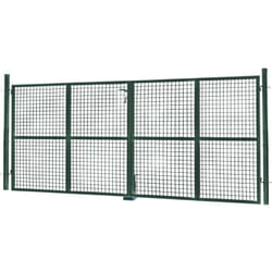 Portail de clôture grillagé 315 x 150 cm en acier vert avec serrure et poignée