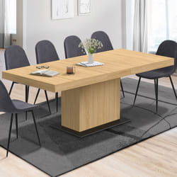 IDMARKET Table à manger extensible rectangle EDEN 6-10 personnes bois et socle noir 160-200 cm