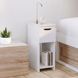 IDMARKET Lot de 2 tables de chevet ANOUK 1 tiroir avec niche blanc