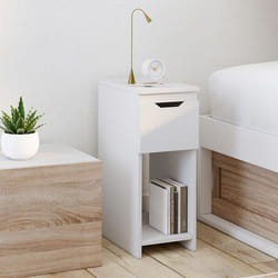 IDMARKET Lot de 2 tables de chevet ANOUK 1 tiroir avec niche blanc