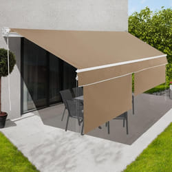 IDMARKET Store banne manuel 4x3 M taupe lambrequin H.140 M
