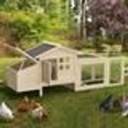 IDMARKET Poulailler sur pilotis avec enclos et pondoir en bois capacité jusquà 2 poules