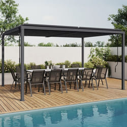 IDMARKET Pergola bioclimatique lames orientables acier 3x4 M gris anthracite