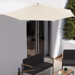IDMARKET Demi parasol de balcon plage CORTE écru 27x135 m avec housse