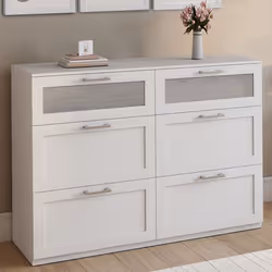 IDMARKET Commode 6 tiroirs VITO 110 cm bois blanc et effet givré