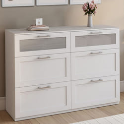 IDMARKET Commode 6 tiroirs VITO 110 cm bois blanc et effet givré