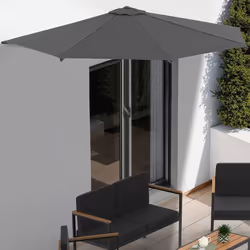 IDMARKET Demi parasol de balcon plage CORTE gris 27x135 M avec housse
