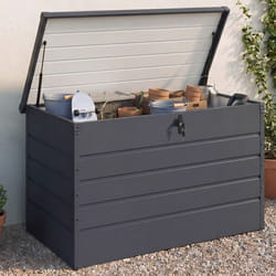 IDMARKET Coffre de rangement métal verrouillable gris anthracite pour jardin 810L