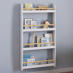 IDMARKET Bibliothèque murale enfant PAULETTE 4 étagères blanc et bois