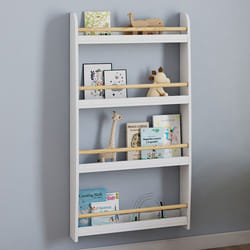 IDMARKET Bibliothèque murale enfant PAULETTE 4 étagères blanc et bois