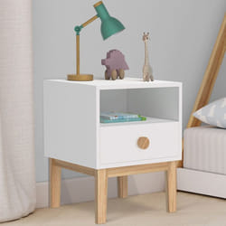 IDMARKET Table de chevet JACOB enfant 1 tiroir + 1 niche blanc et bois