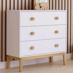 IDMARKET Commode 3 tiroirs JACOB 80 cm enfant blanc et bois