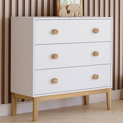 IDMARKET Commode 3 tiroirs JACOB 80 cm enfant blanc et bois