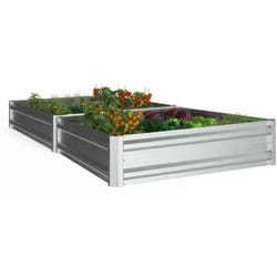 Idmarket - Lot de 2 carrés potager en métal châssis carré 90 x 90 cm gris argenté