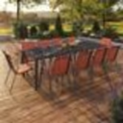 IDMARKET Salon de jardin MADRID table 240 CM et 10 chaises empilables terracotta