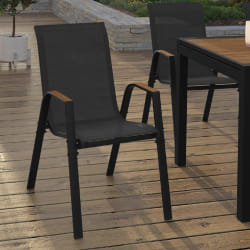 market Lot de 6 chaises de jardin NOUMEA - Noir et Bois