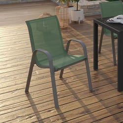 IDMARKET Lot de 6 chaises de jardin LYMA métal et textilène empilables vert olive et gris
