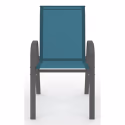 ID Market Lyma chaise d'extérieur Terrace Siège respirant Dossier grillagé Métal, Textile Noir, Bleu