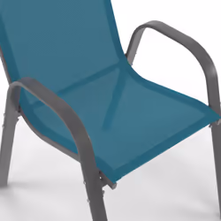 ID Market Lyma chaise d'extérieur Terrace Siège respirant Dossier grillagé Métal, Textile Noir, Bleu - Vue supplémentaire 5