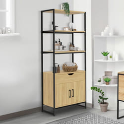 IDMARKET Meuble de rangement salle de bain DETROIT 3 étagères 1 placard 1 tiroir design industriel