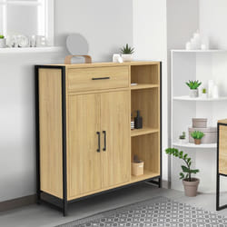 IDMARKET Meuble de rangement salle de bain DETROIT 1 tiroir 2 portes placard et étagères design industriel