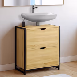 IDMARKET Meuble sous-lavabo salle de bain 2 tiroirs DETROIT design industriel
