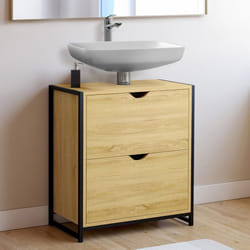 IDMARKET Meuble sous-lavabo salle de bain 2 tiroirs DETROIT design industriel