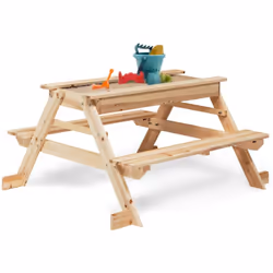 Offrez à vos enfants des heures de jeu et de créativité en plein air avec cette adorable table de pique-nique en bois dotée d ...